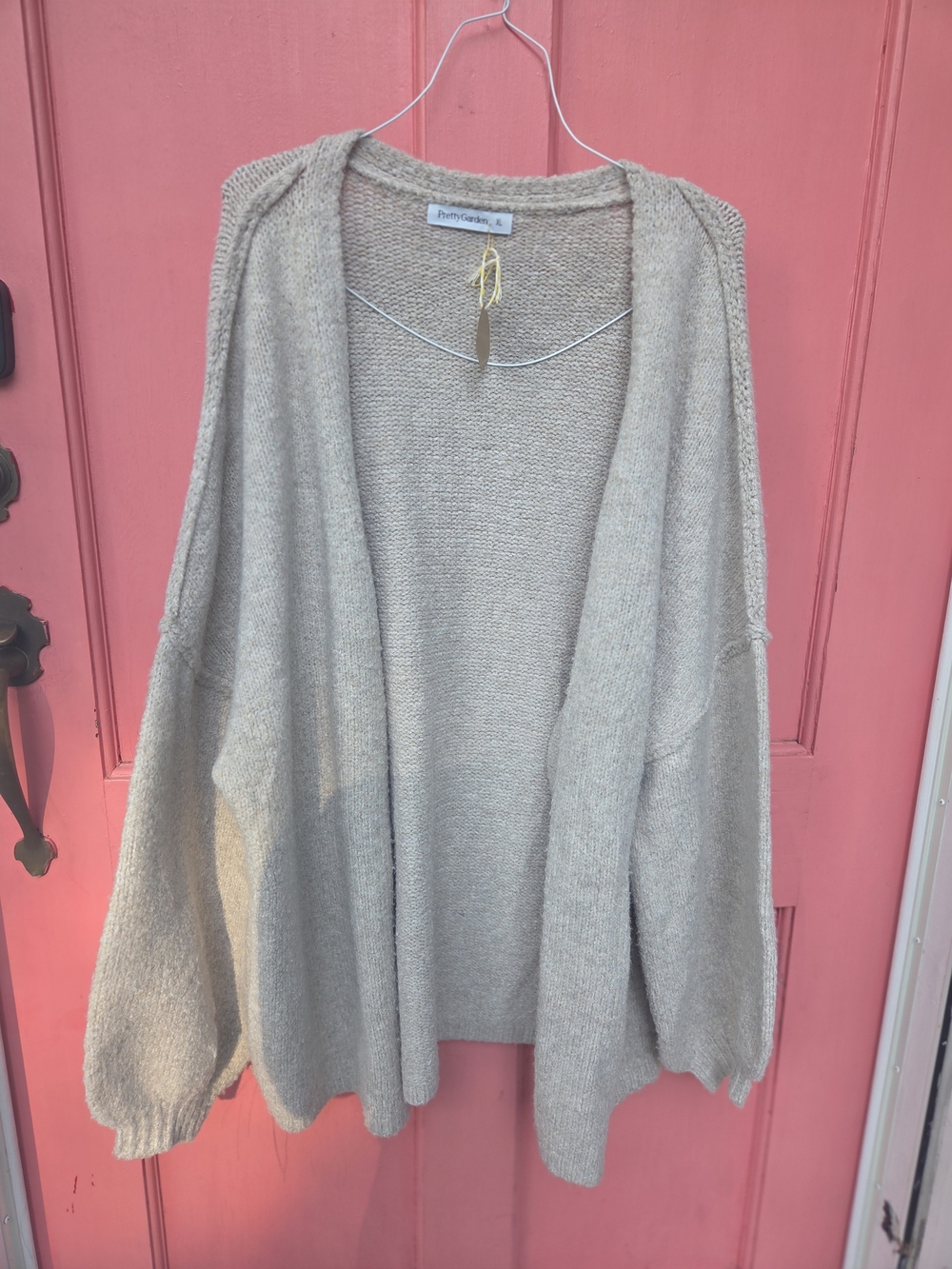 PrettyGarden Knit Open Front Cardigan Oatmeal Color XL